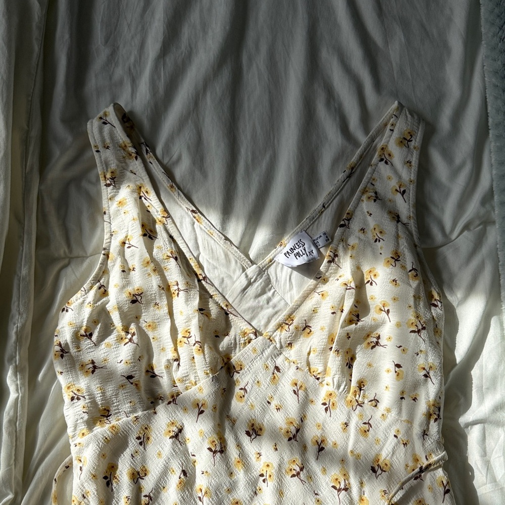 Yellow Floral Sleeveless Dress